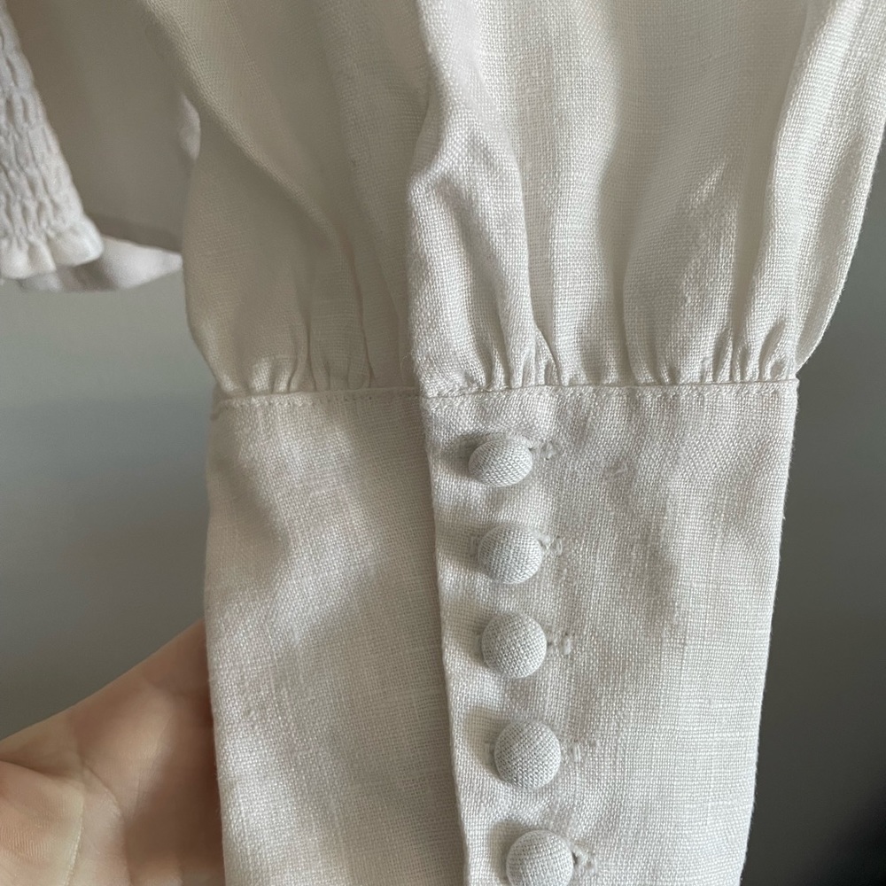 Reformation White Micah Linen Blouse size 2 - Picture 4 of 5